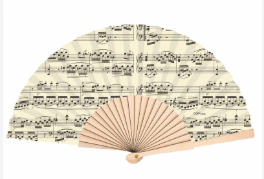Hand Held Fan Creme with Black Manuscript