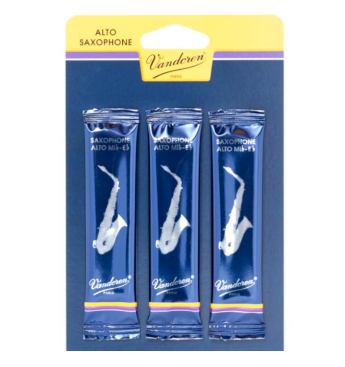 Vandoren Alto Sax Reeds - TRADITIONAL - Grade 1.5 - Card of 3