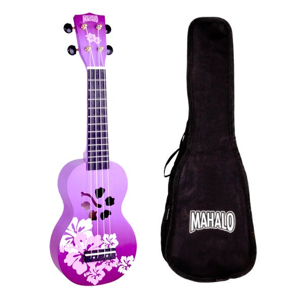 Mahalo Designer Series - Soprano Ukulele (Hibiscus Purple Burst)