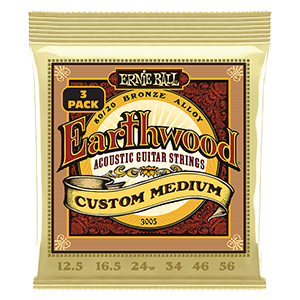 Ernie Ball Earthwood Acoustic Guitar Strings - Custom Medium 12.5-56 (3-Pack)
