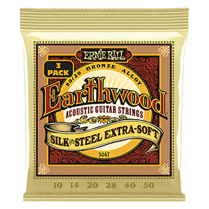 Ernie Ball Earthwood Acoustic Guitar Strings - Silk & Steel Extra Soft 10-52 (3-Pack)