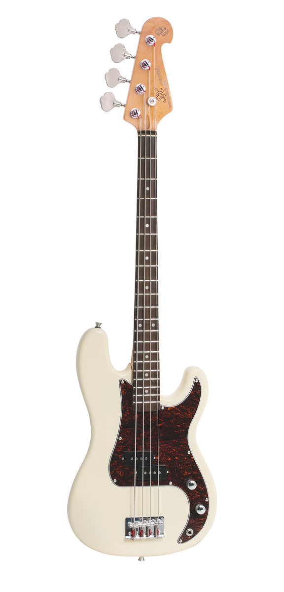 SX Short Scale 3/4 Size Vintage White Bass Guitar & Amp